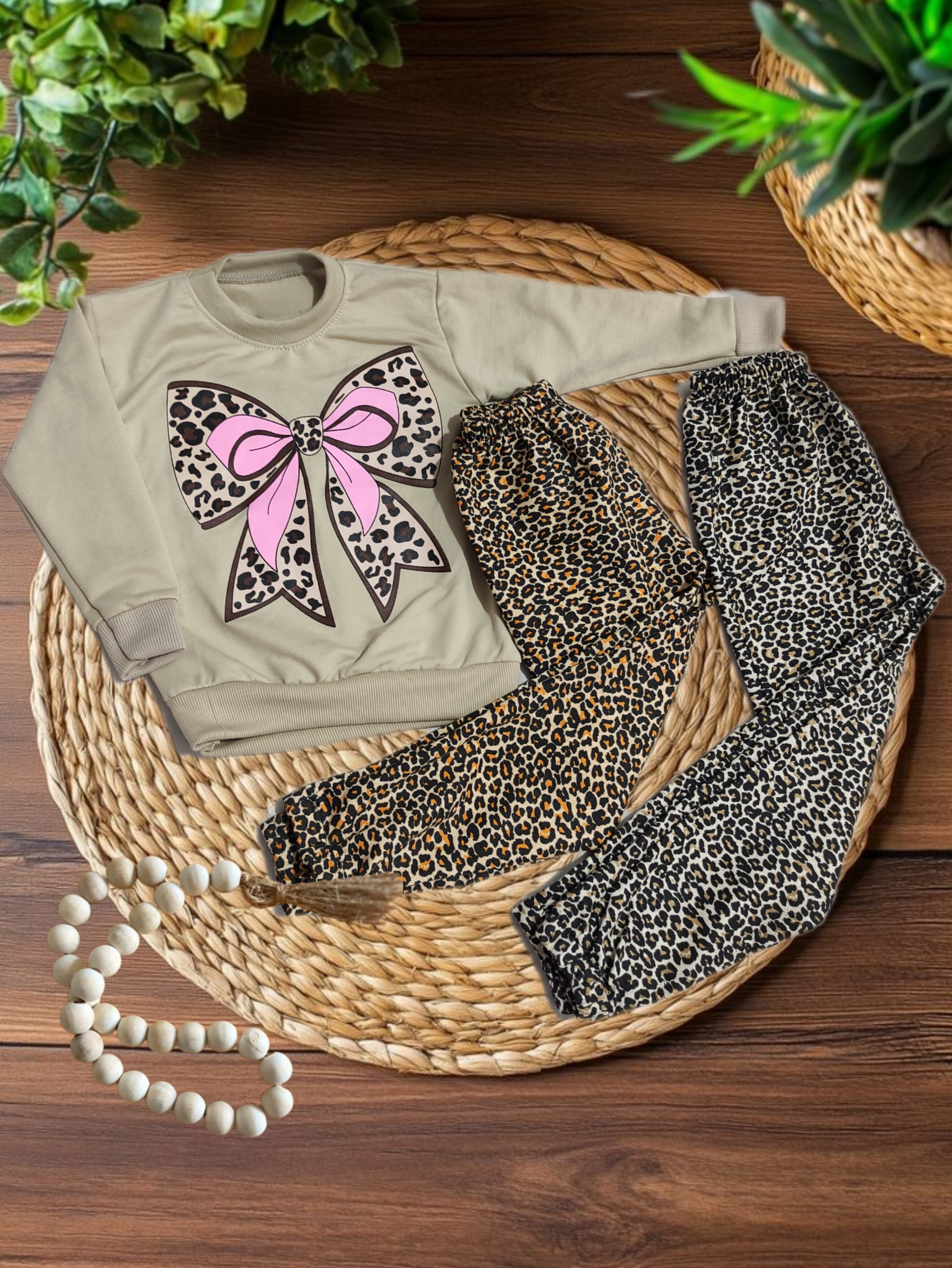 ست دخترانه پاپیون پلنگی